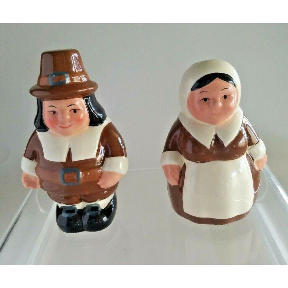 Publix 2002 The Pilgrim Pair Salt & Pepper Shakers 4.75" Thanksgiving no box